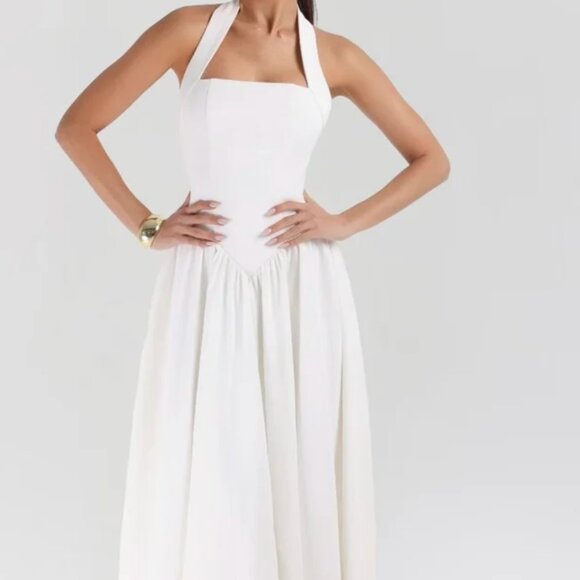 HEIRESS BEVERLY HILLS - White - Halter contour flowy maxi dress - XXS - Picture 2 of 7